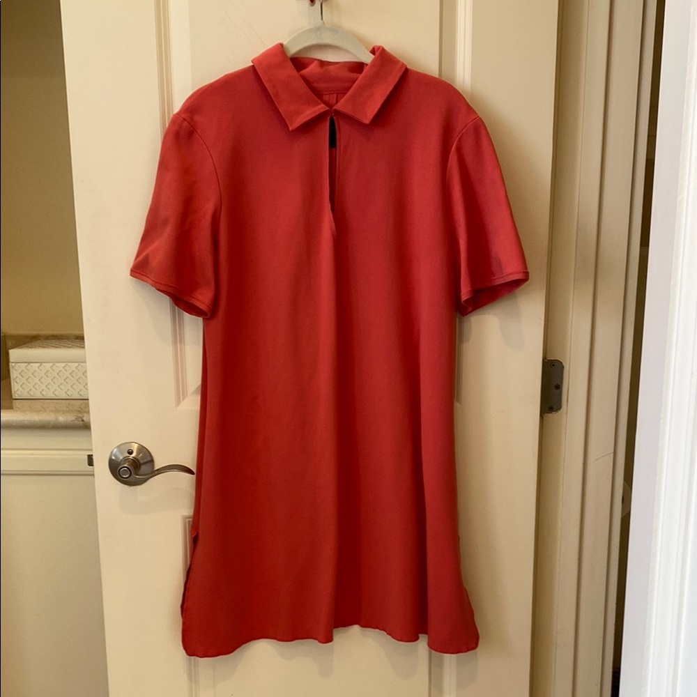 Pink Midi Dress with Puff Sleeves and Peter Pan Collar